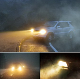 "雾行者"车灯能够散发出两倍于黄金般的纯黄光,在雨雪雾等恶劣天气中